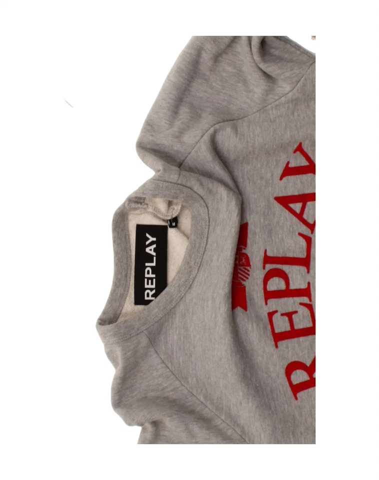 REPLAY Womens Graphic Sweatshirt Jumper UK 14 Medium Grey Cotton AE05 - Imagem 3 de 4