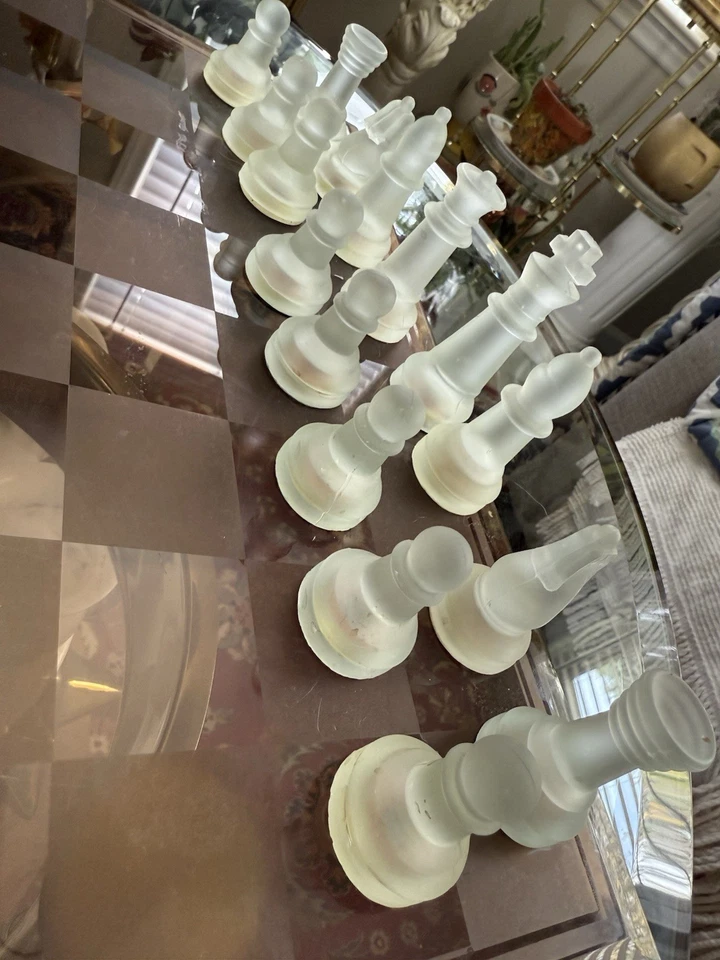 Juego de ajedrez de cristal completo vintage Foto 4 de 4