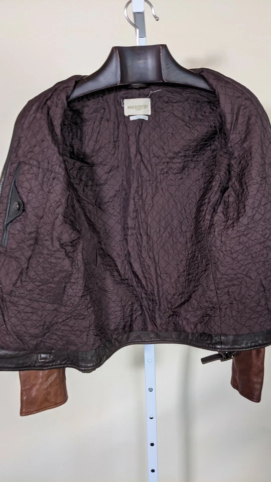 Jaqueta de motocicleta Levi's feita à mão couro marrom de dois tons café corrida 1 Itália - Imagem 4 de 4