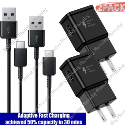 2 PACK Type USB-C Fast Wall Charger Adaptive For Samsung Galaxy S22 S21 Android