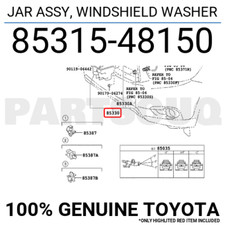 8531548150 Genuine Toyota JAR ASSY, WINDSHIELD WASHER 85315-48150
