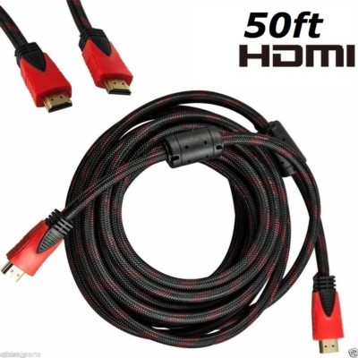 50ft PREMIUM HDMI CABLE For BLURAY 3D DVD PS HDTV XBOX LCD HD TV 1080P  Black Red