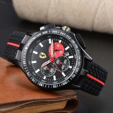 NEW Men's Formula 1 Scuderia Ferrari 44mm Luxury Chronograph Red Silicone Watch