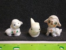 Vintage Anthropomorphic Porcelain Lamb and Bunny Figurines (3)
