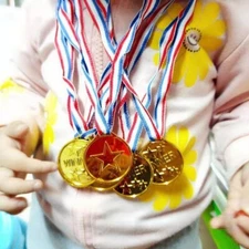 10 Plastic Gold Medal Sports Day Celebration Champion Party Fancy Dress Costume