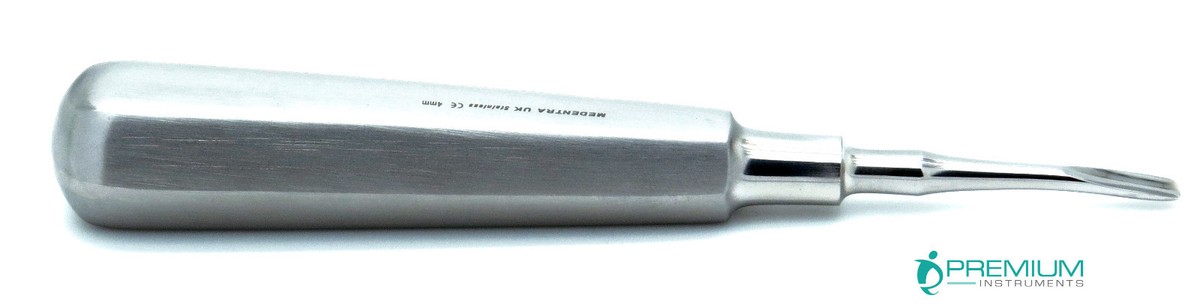 Premium Instruments Curved Dental Elevator 4mm – Root Tip Surgical Extraction