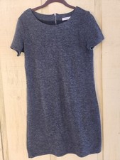 Gilli Womens S Black Dark Gray Exposed Back Zipper Short Sleeve Shift Dress 20-3