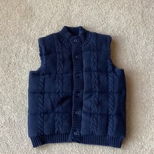 JANIE AND JACK HEAVY WARM KNIT VEST, 5-6, NAVY, POLY FILL, BUTTON FRONT,VERYGOOD