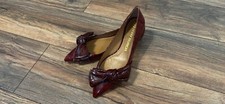 Tory Burch 5 mm Bow Flat Wine Leather Size 8 New MSRP 348