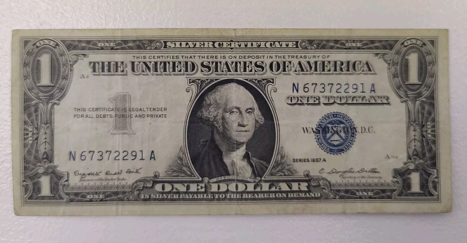 1953 five dollar red seal star note 1957 silver seal one dollar bill 1981 $1 - Image 4 of 4