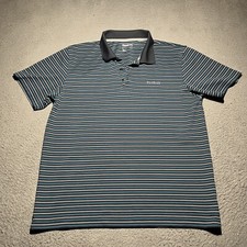 Reebok Golf Polo Shirt Mens Large Stripe Performance Short Sleeve Stretch