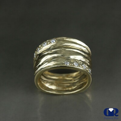 Handmade 0.20 Ct Diamond Anniversary Ring Right Hand Ring / Cocktail Ring 14KYG