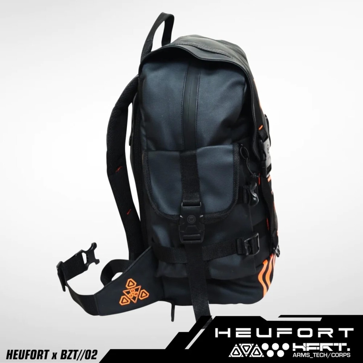Black Orange Backpack Carrier Futuristic Fullzip Backpack