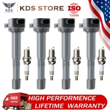 4X Ignition Coil & 4X Iridium Spark Plug For Honda Accord CR-V Civic 2.4L UF602