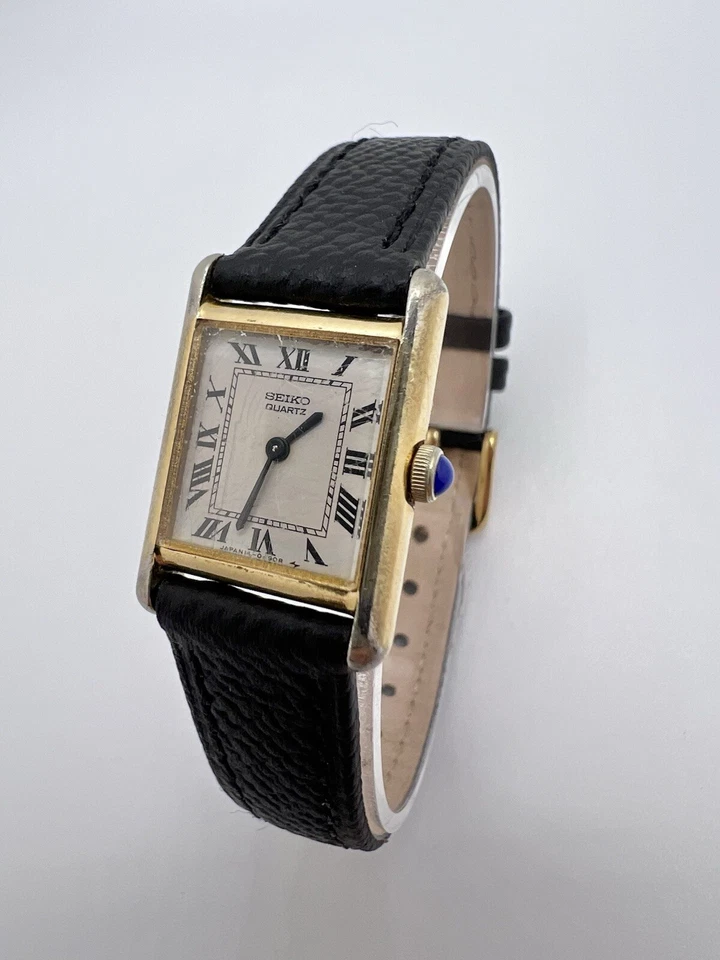 Reloj de pulsera vintage raro Seiko delgado sin mangas rectangular para mujer elegante de lujo Foto 3 de 4