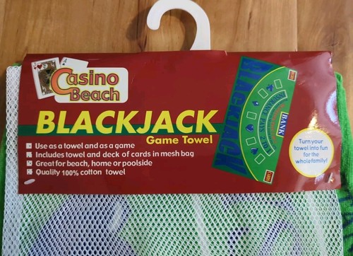 Jay Franco & Sons Blackjack Table Beach Towel Multicolor Cotton 30x59 BRAND NEW! - Picture 3 of 5