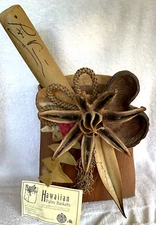 Hawaiian Palm Basket Hand Crafted Dried Kauai Plant Materials GARDEN ISLE Hawaii