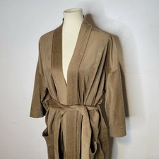 Vintage 70s Chelsea Robe Brown Velour Initials on Pocket One Size