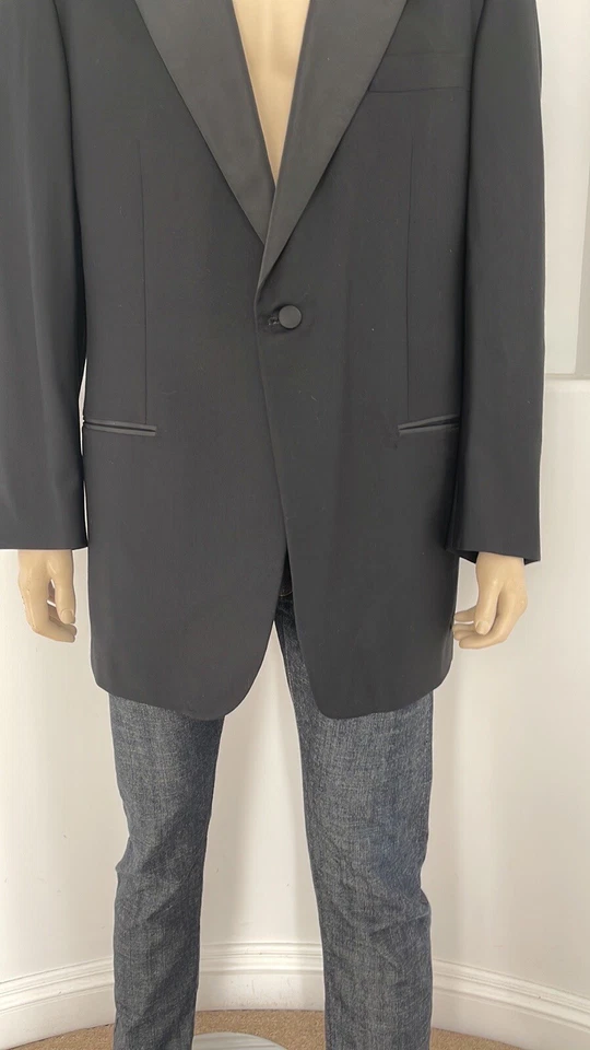 GIANLUCA ISAIA NAPOLI WOOL SUPER 150'S BLACK TUXEDO BLAZER JACKET 1 BUTTON 58 - Image 4 of 4