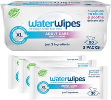 WaterWipes Adult Care Sensitive Wipes, 90ct