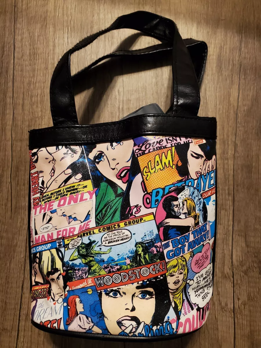 Marvel Comic mini Tote Bag Purse vinyl hook & loop closure 6 tall. (D)