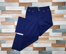 Ralph Lauren Blue 4 Button Wide Leg Trousers Side Pockets Sailor Style W