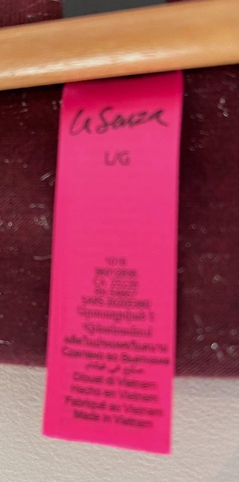 La SENZA женщина бордовый Рождество блестящий короткий рукав V шеи футболка размер L новый без ЯРЛЫКОВ - Изображение 3 из 3