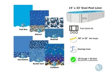Smartline 15' x 33’ Oval Swimming Pool 20 Gauge Overlap Liner - (Choose Pattern)