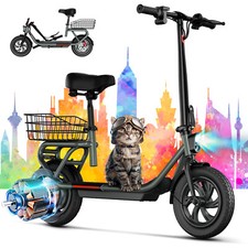 NEW TST Electric Scooter for Adults Foldable Scooter with Seat  Carry Basket