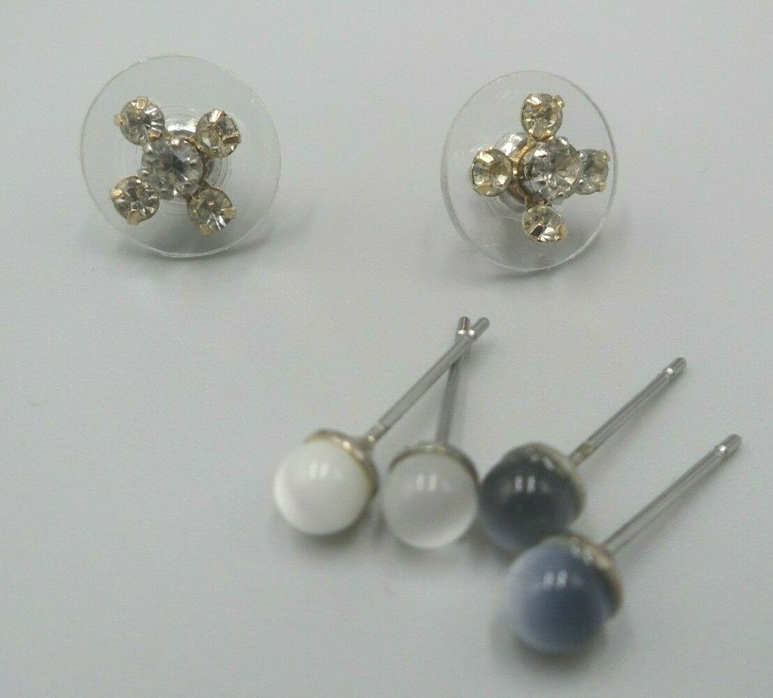 Tiny Rhinestone Cross Earrings w Interchangeable … - image 4