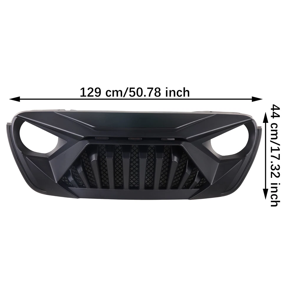 Matte Black Goliath Grille w/LED Amber Lights For 18-21 Jeep Gladiator JT Foto 3 de 4
