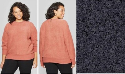AVA & AVIV  (4X  26) Women's Charcoal Grey Teddy textured pullover sweatshirt