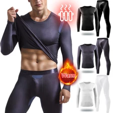 Thermal Underwear Set Men Base Layer Cold Weather Top Bottom Winter Gear Sports