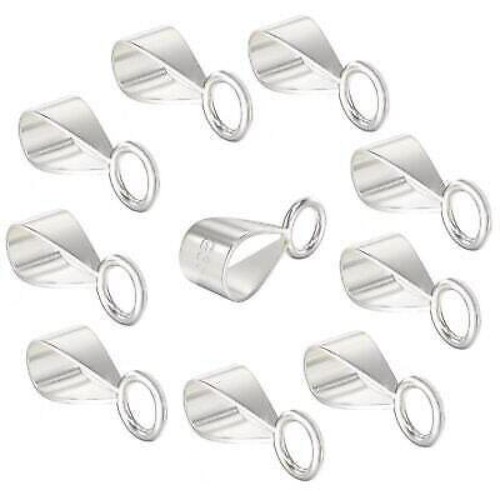 10Pcs Sterling Silver Simplicity Pendant Bail Connector Open Loop for Necklace