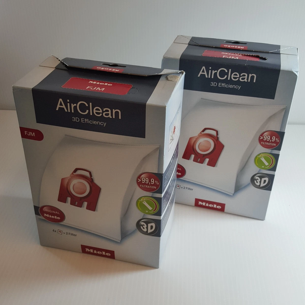 LOT OF 2 Miele HyClean 3D Efficiency FJM Vacuum Cleaner Bags - Pack of 4  (J2100) 991771000019