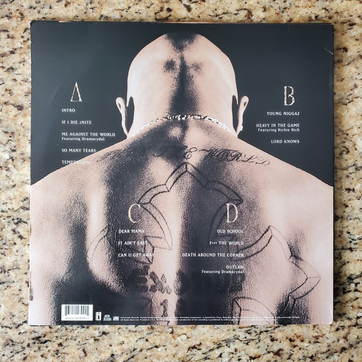 2Pac ‎– Me Against The World, Interscope Records ‎– 92399-1, 2