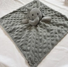 Boritar Gray Elephant Plush Lovey Minky Dot Animal Print Baby Security Blanket