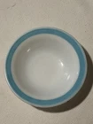 Pyrex Turquoise Banded Milk Glass 5” Dessert/Fruit Bowl, Vintage 1953-1963