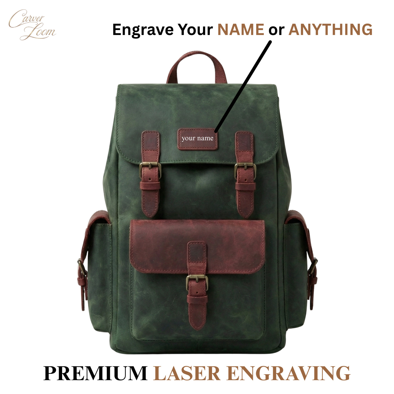 Mochila de Viaje Personalizada Elite Grado Verde Borgoña Cuero Mochila de Viaje Personalizada