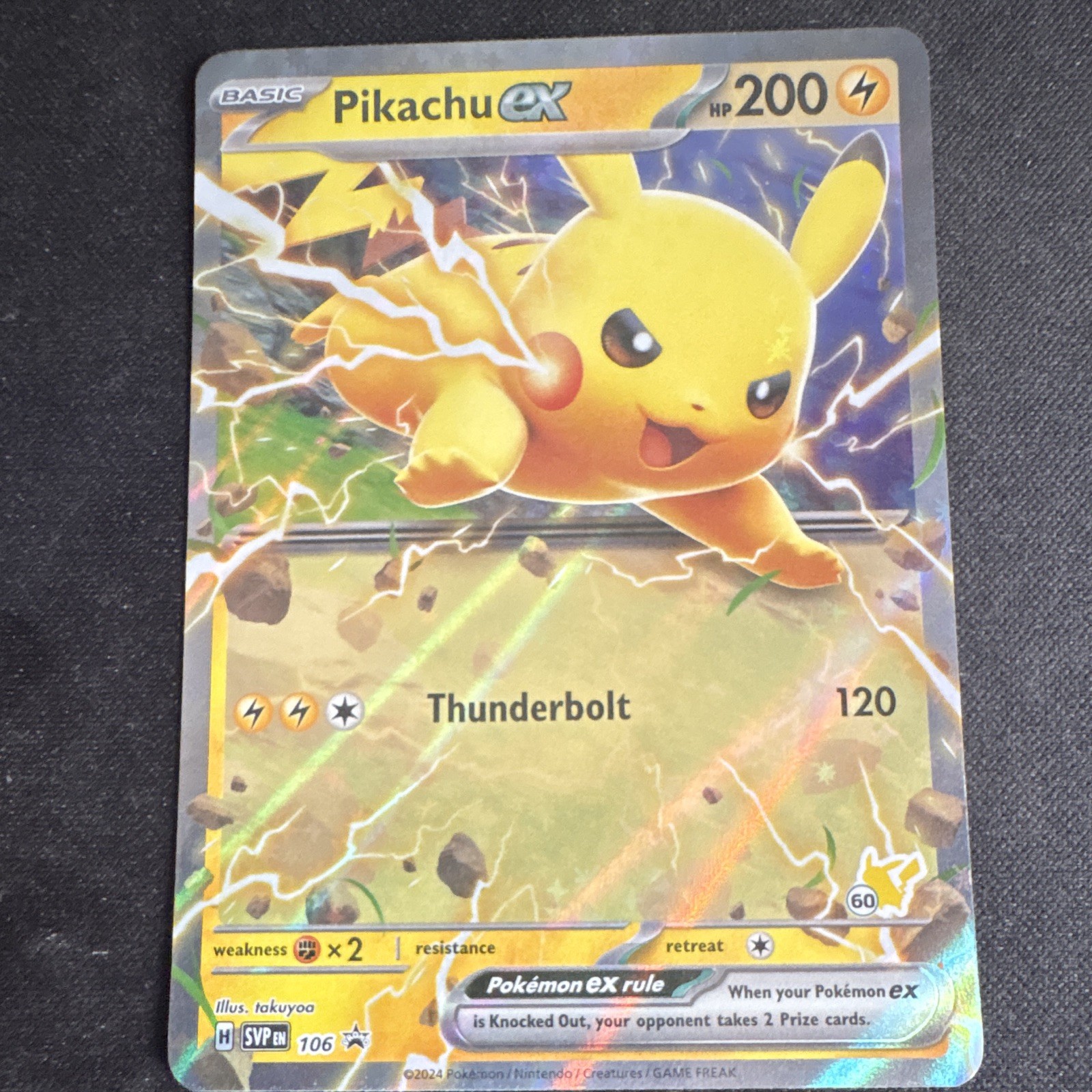 Pokemon Pikachu ex SVP 106 Promo Holo Eng 2024 200HP Basic EX