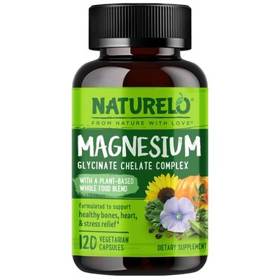 NATURELO Magnesium Glycinate Chelate Complex - 200 mg 120 Count (Pack of 1)