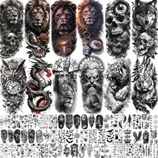 72 Sheets Cool Lion Tiger Temporary Tattoos For Women Men Adults, Waterproof