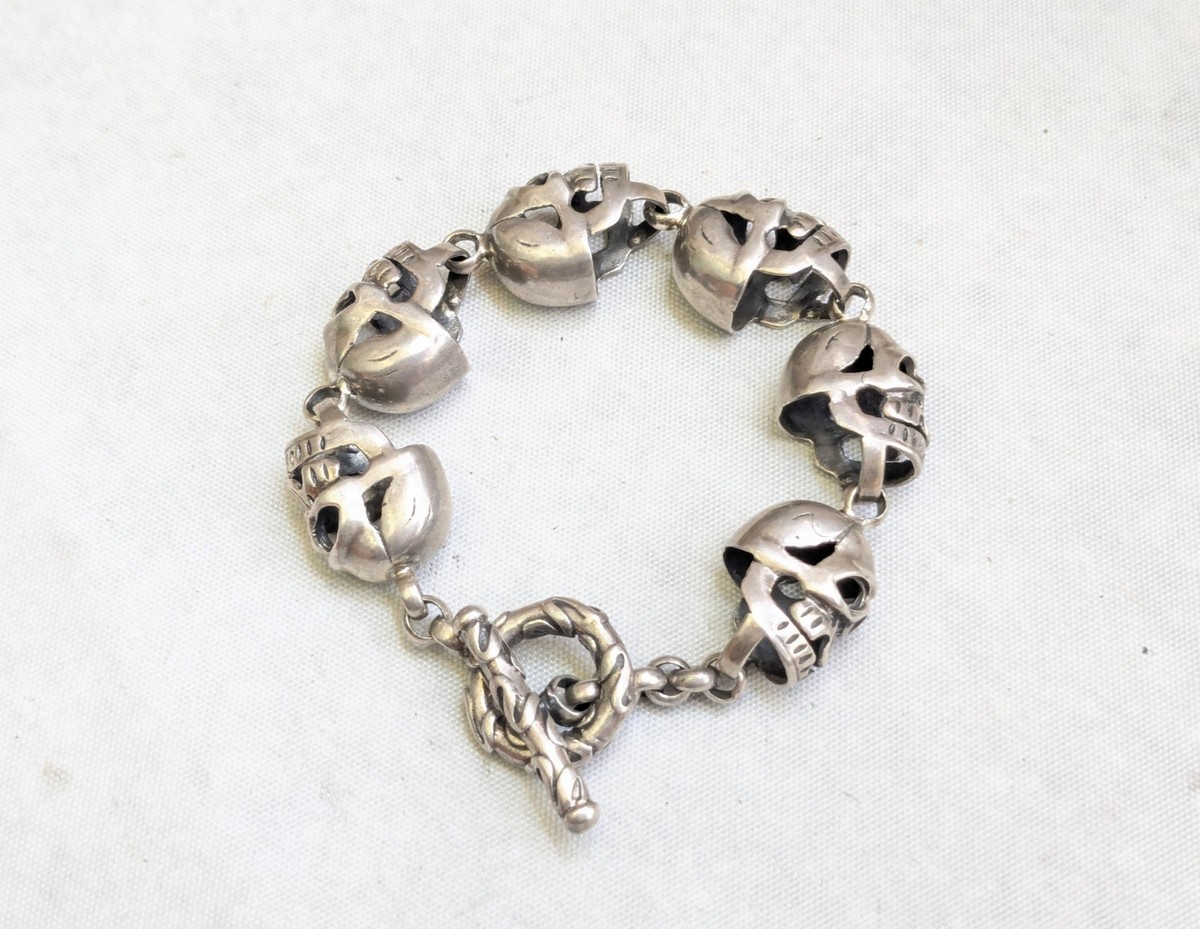 Sterling Silver Skull Bracelet 6.25