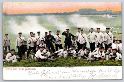 Germany Gruss Aus Dem Manover Im Biwak Soldiers Bivouac Camp Postcard