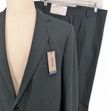 Kenneth Cole Men's Slim Fit Stretch 2 Piece Suit Jacket 46 L Pants 40x33 Green