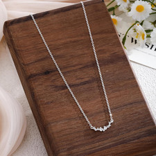 14K Gold Silver CZ Square Necklace Dainty Pendant Adjustable Women Gift