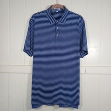 Peter Millar Summer Comfort Polo Shirt Mens Large Blue Striped MS24EK08S