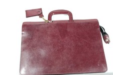 Vintage Burgundy Leather Briefcase Mens Portfolio Top Handle Document Organizer