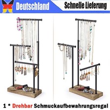 Schmuckständer Holz Schmuckhalter Kettenhalter 3 Stäbe Drehbar für Ringen Uhren