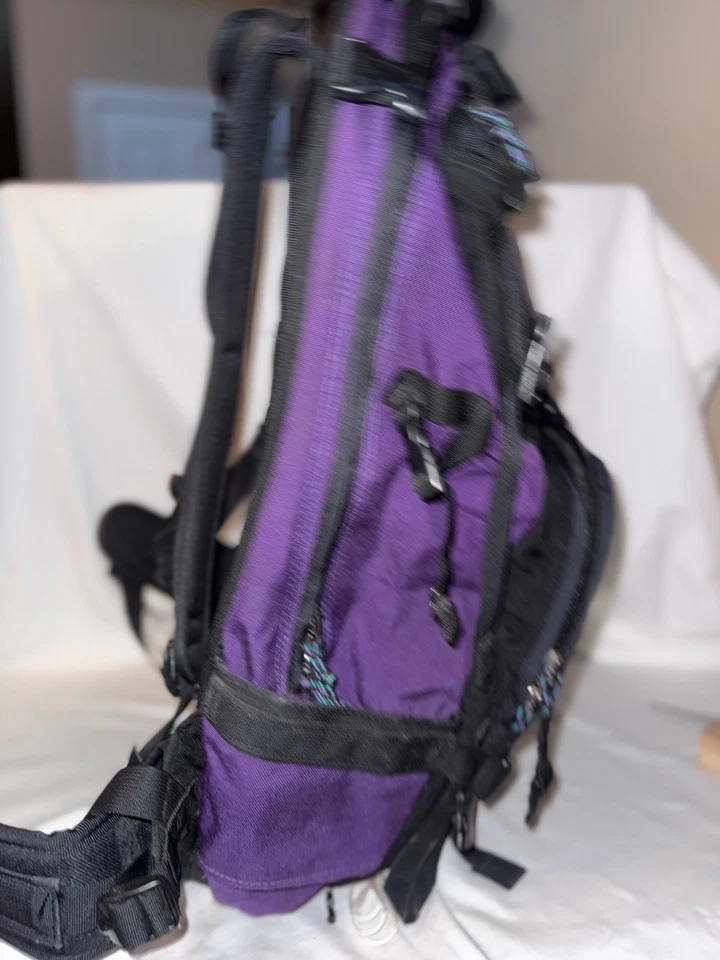 Black Diamond Pack Unisex Backpack Purple Embroidered Adjustable Strap Bag - Image 2 of 4